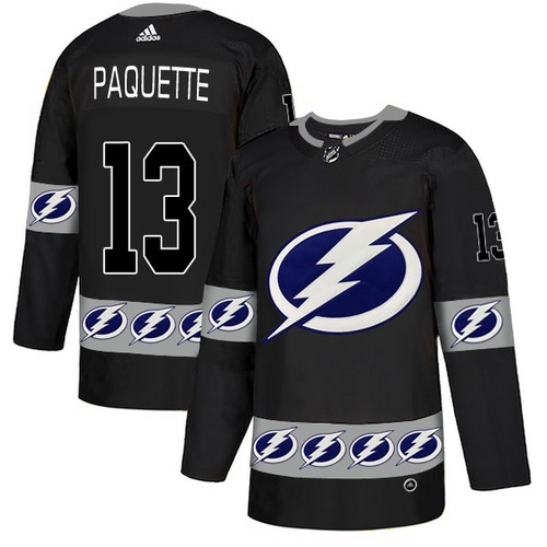 Adidas Tampa Bay Lightning Men #13 Cedric Paquette Black Authentic Team Logo Fashion Stitched NHL Jersey->tampa bay lightning->NHL Jersey